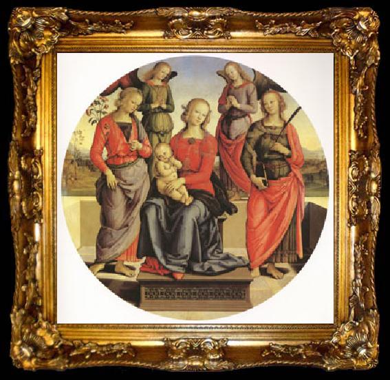 framed  Pietro Perugino The Virgin and child Surrounded by Two Angels (mk05), ta009-2